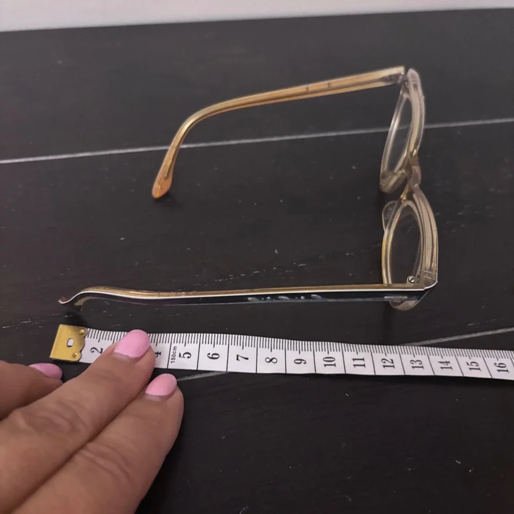 Vintage Shuron‎ Cat Eye FRAMES 5 1/4 US Grey Aluminum Brow Rhinestone Amber 50s